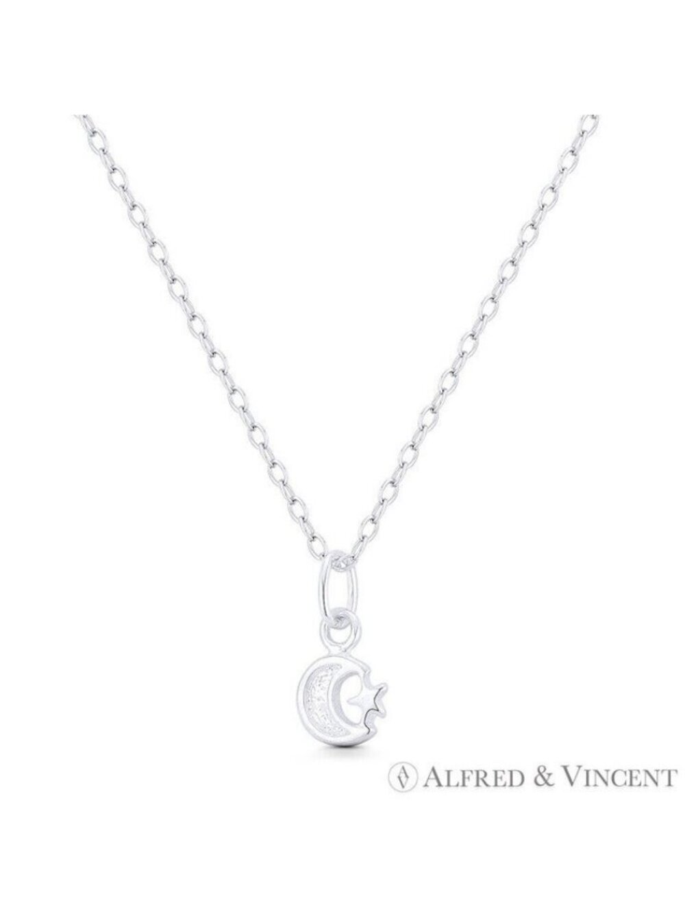 Crescent Moon & Star Turkish / Muslim Charm Pendant in .925 Sterling Silver
